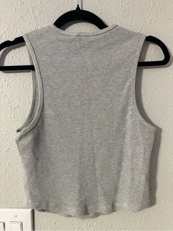 Agolde Ribbed Tank in Taupe Gray - Image 6