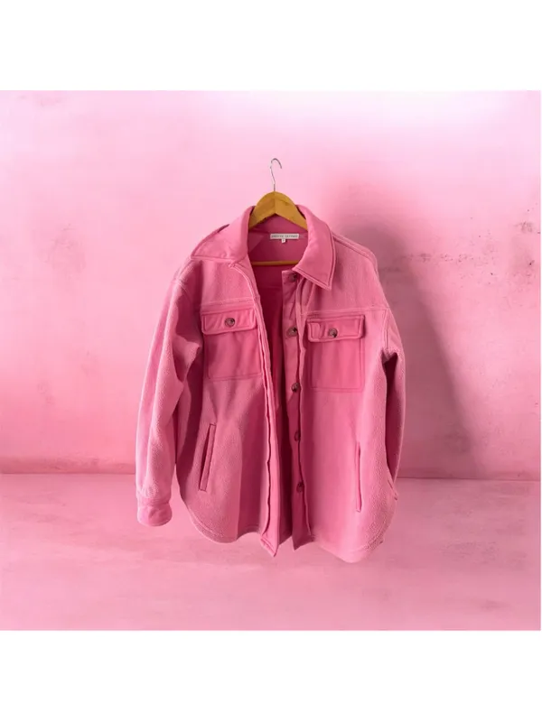 Women's English Factory Pink Fleece Teddy Jacket Size S - Image 4
