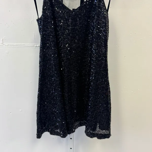 Pearl Georgina Chapman Marchesa Black A Line Swing Sequin Mini Dress Sz 6‎ - Image 4