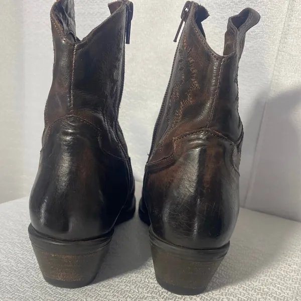 Emanuele Crasto Brown Western Cowboy Booties women sz 37 / US 6.5 - Image 5