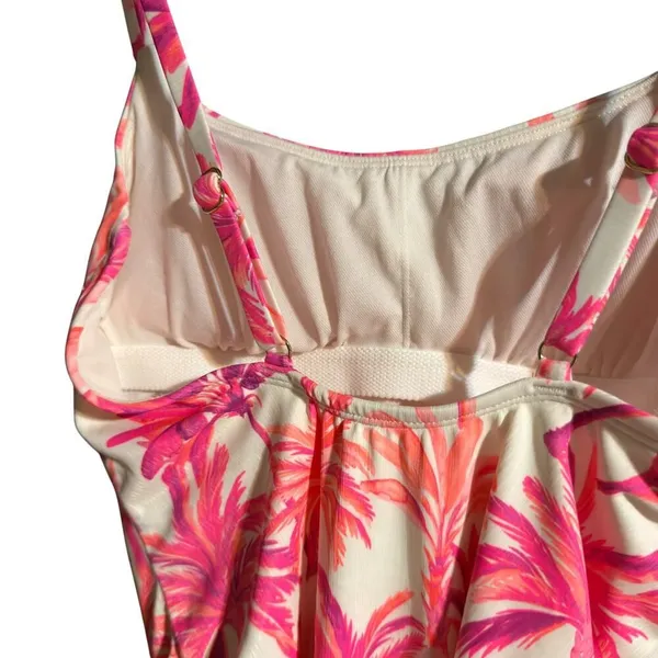 Shade & Shore Textured Palm Print High Leg Swimsuit Size Small - Image 4