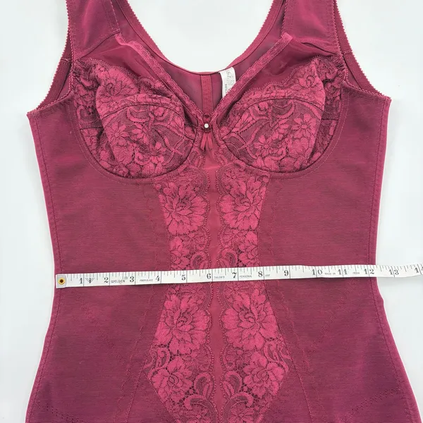 Wine Red Lace Shapewear Bodysuit Size L - Image 9