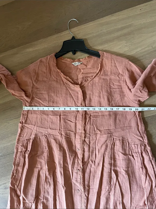 Japanese Brand Samansa Mos2 Cotton Linen Kaftan Midi Dress Pockets Lagenlook - Image 15