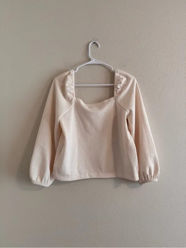 Madewell Cream Square-Neck Long Sleeve Top - Image 3