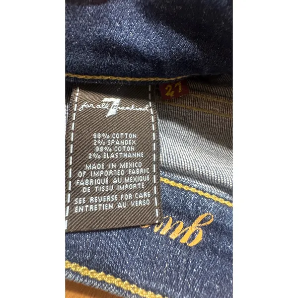 7 For All Mankind Guenevere Dark Wash Raw‎ Hem Straight Leg Jeans Womens Size 27 - Image 4