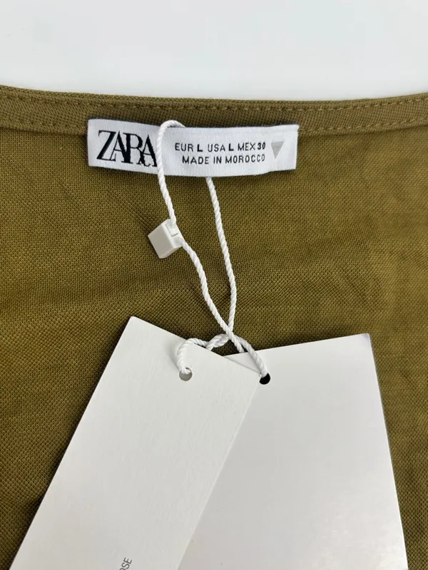 Zara Olive Twist-Front Crop Tank - Image 2