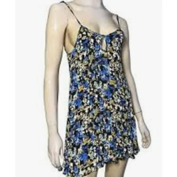 For Love and Lemons Women's Blue and Yellow Dress S - Image 2