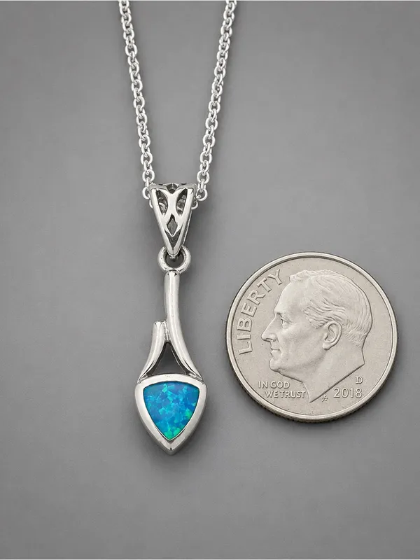 Opal Pendant Sterling Silver 925 w/ Sterling Plate Chain - Image 3