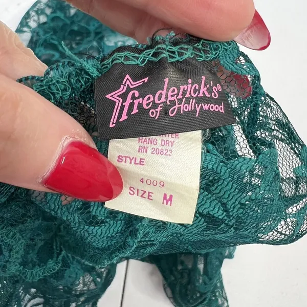 Vtg Fredericks Of Hollywood M Lace Babydoll Nightie Dress Sheer Structure V-neck - Image 4