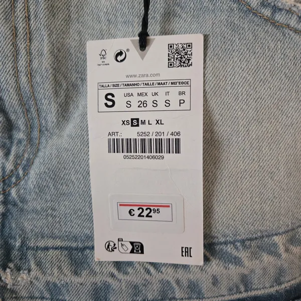 ZARA NWT Denim Crop Tank Top Womens S Spaghetti Strap Raw Hem Y2K Grunge - Image 6