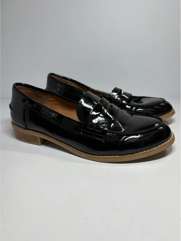 Steve Madden Melliany Women’s 8.5 Black Patent Penny Loafers Block Heel - Image 3