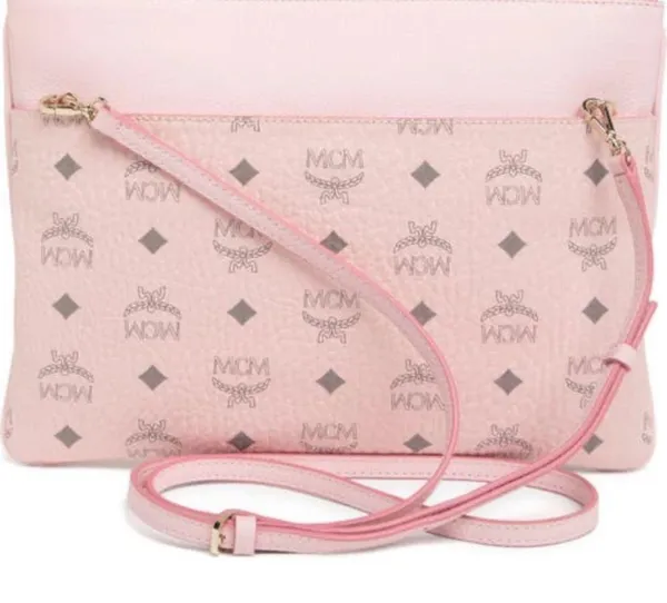 Authentic MCM logo Diamond Leather zip top clutch/Crosby❤️ - Image 15