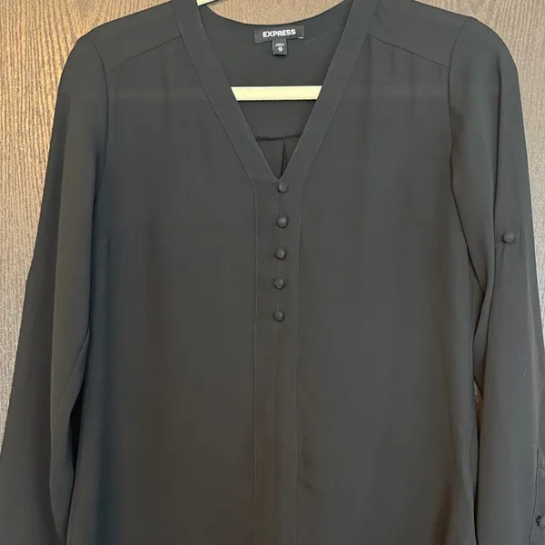 Express Women's Elegant Black V-Neck Blouse - Image 3