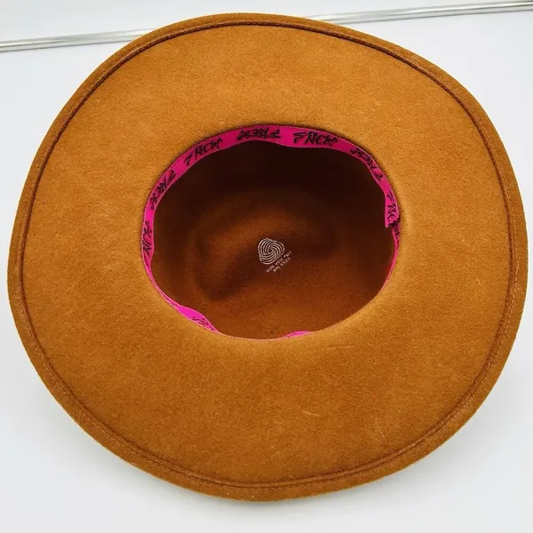 Wide Brim 100% Wool Felt Camel Brown Fedora One Size Hat Explorer Classic - Image 6