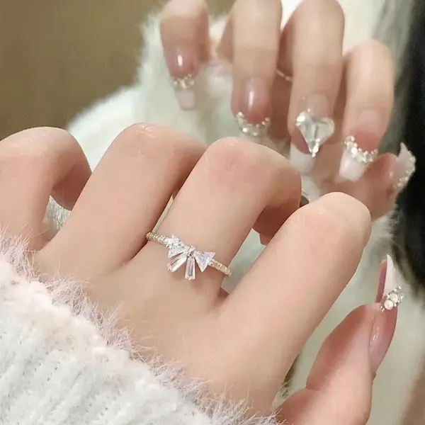 Adjustable Silver Bow Ring - Image 4