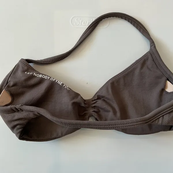 DFYNE Impact Halter Sports Bra Brown Ruched Seamless Activewear XS Workout Top - Image 3