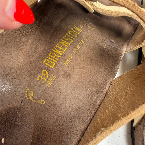 Birkenstock 39 8 Sandals Florida Leather Yellow Triple Strap Slide Germany - Image 8
