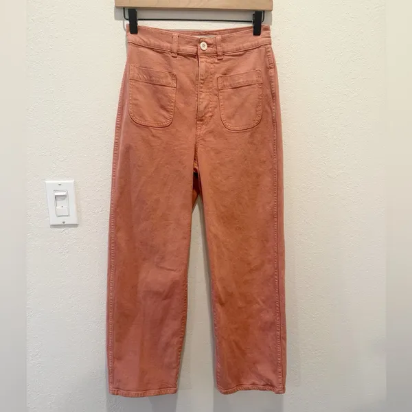 MADEWELL Emmett 2.0 Wide-Leg‎ Crop Pants in Dried Rose size 25 - Image 5