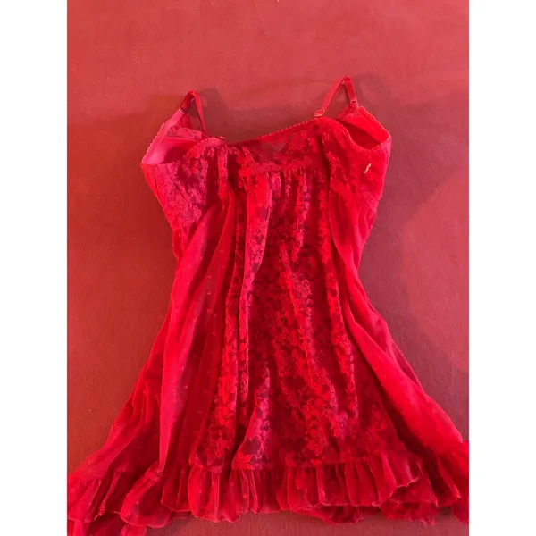 Red lace babydoll lingerie nightie bra top Size M - Image 5