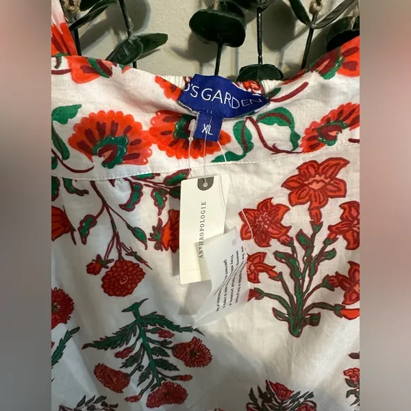 Anthropologie Ro's Garden Aspen Folkloric Floral Cotton Minidress in Red Olympia - Image 4