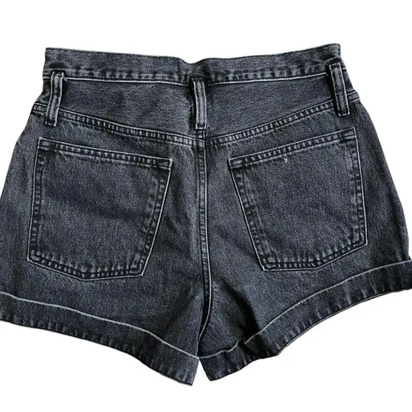 Abercrombie Natural Rise Denim Shorts Black Washed Cuffed Hem Y2K Casual Size 30 - Image 2