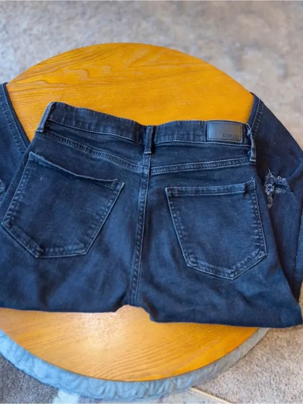 Express Jeans Womens Legging Mid Rise Stretch Distressed Jeans Size 4R Black - Image 3