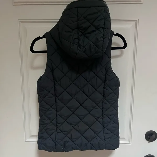 Abercrombie‎ & Fitch hooded puffer vest Y2K black fleece lined size small - Image 4