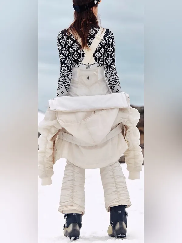 NEW Free People MOVEMENT live love bib ski ivory size L - Image 2