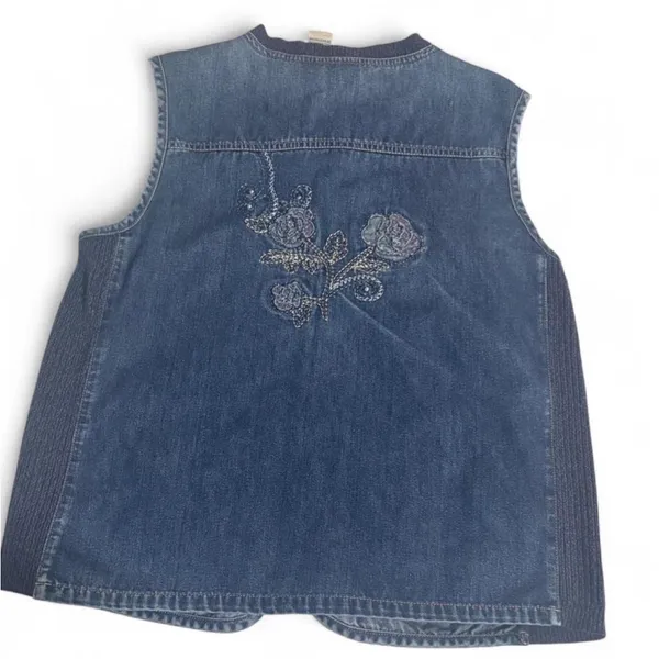 Embroidered Denim Vest Blue Size M - Image 2