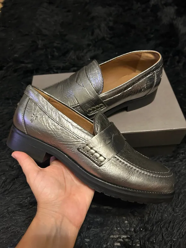FRYE Melissa metallic leather loafers slip on shoes women’s 8 new - Image 2