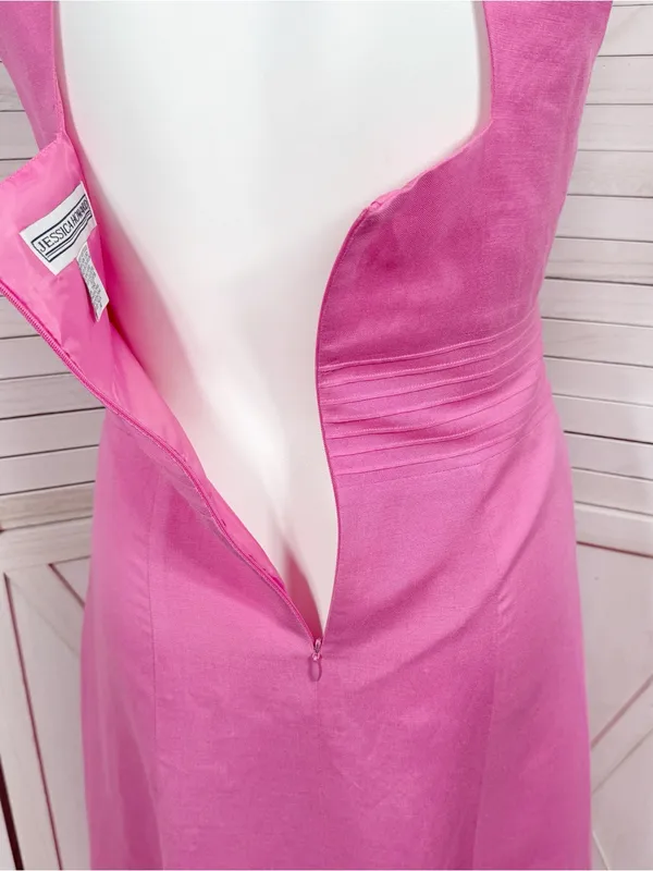 Jessica Howard Linen Blend Pleat Waist‎ Open Back Halter Maxi Dress Pink 14 - Image 7