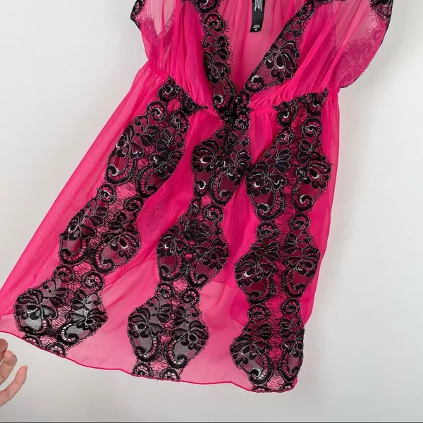 Victoria’s Secret Pink Lace Lingerie Nightie Tank Cami Top Sz Medium - Image 6