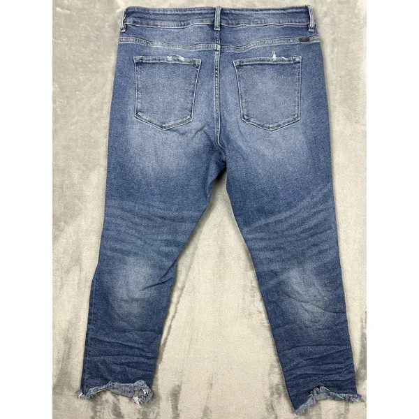 Kancan Maurices High Rise Distressed Raw Hem Straight Leg Denim‎ Blue Jean Sz 16 - Image 2