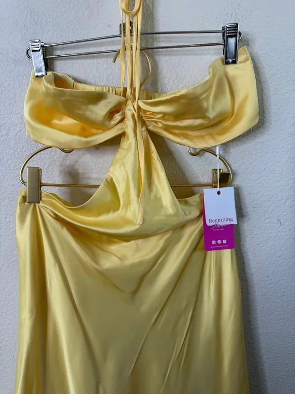 NWT Beginning Boutique Lili Yellow Satin Strapless Maxi Dress Womens Size 4‎ - Image 11