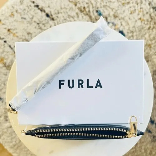 FURLA Classic Credit Card Case Leather Wallet Wristlet, Black, Wrist Strap, NWT‎ - Image 11