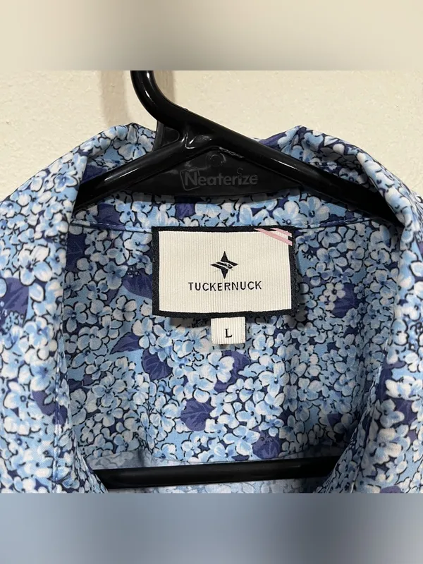 Tuckernuck Women's Hayes Blue Hydrangeas Button Front Shirt Dress Size large - Image 3
