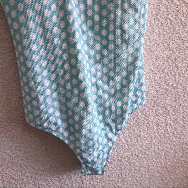 Aerie NWT Women’s Blue Cheeky Polka Dots One‎ Piece Bathing Suit Size Medium - Image 5