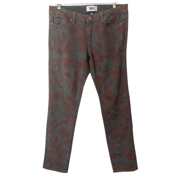 Paige 29 Skyline Ankle Peg Boho Chic Autumn Fall Floral Print Denim Jeans Pants - Image 2