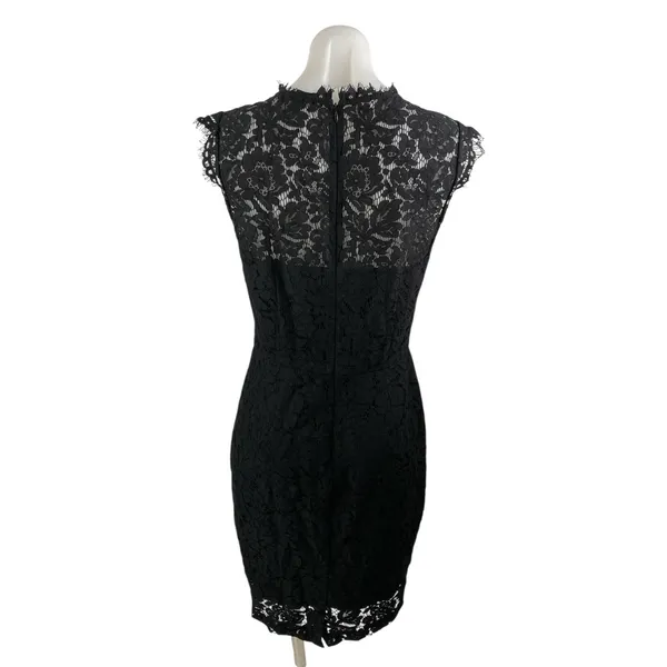 Rachel Zoe Women's Black Floral Lace Sleeveless Midi Bodycon Sheath Dress Size 8 - Image 2
