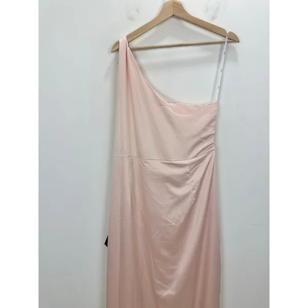 Lulus Dreaming Elegance Blush Pink Satin One Shoulder Maxi Dress Formal 1X NWT - Image 9