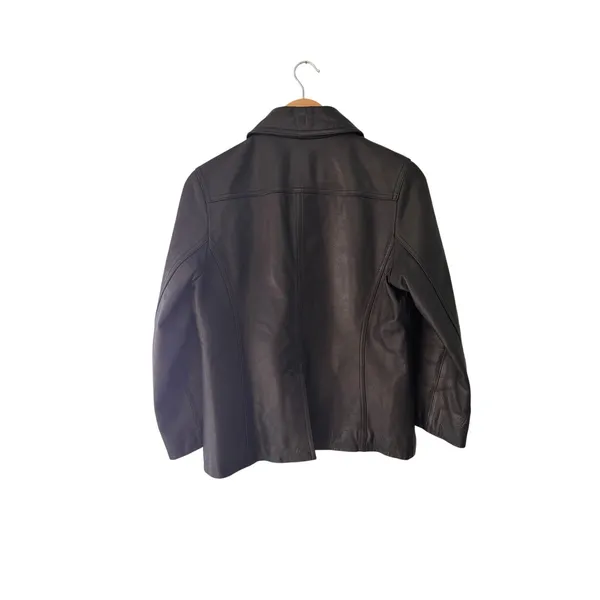Banana Republic Vintage 1990s Black Leather Jacket Women's Small - Image 5