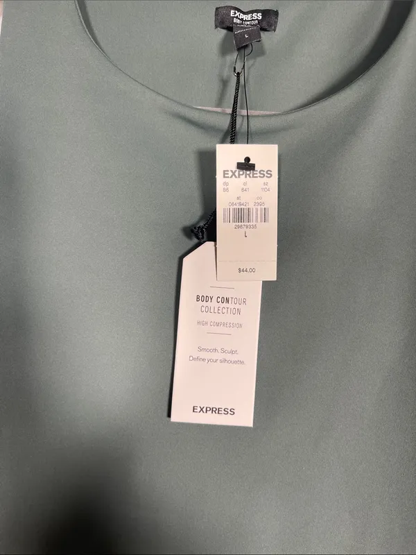 Express Womens Body Contour Green High Neck Tank Top Blouse Large New Tags - Image 3