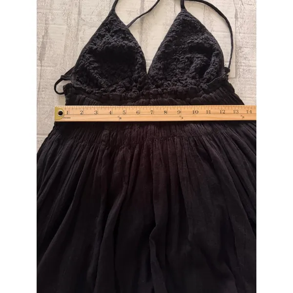 Free People Forever Favorite Black Smocked Babydoll Mini Dress Boho Coverup - Image 6