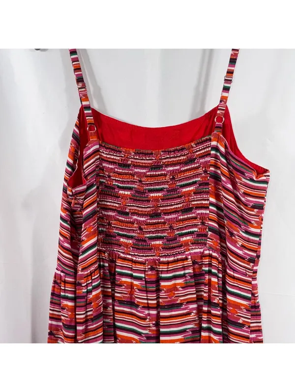 LOFT Striped Tiered Midi Dress Size 12 Pink Red - Image 10
