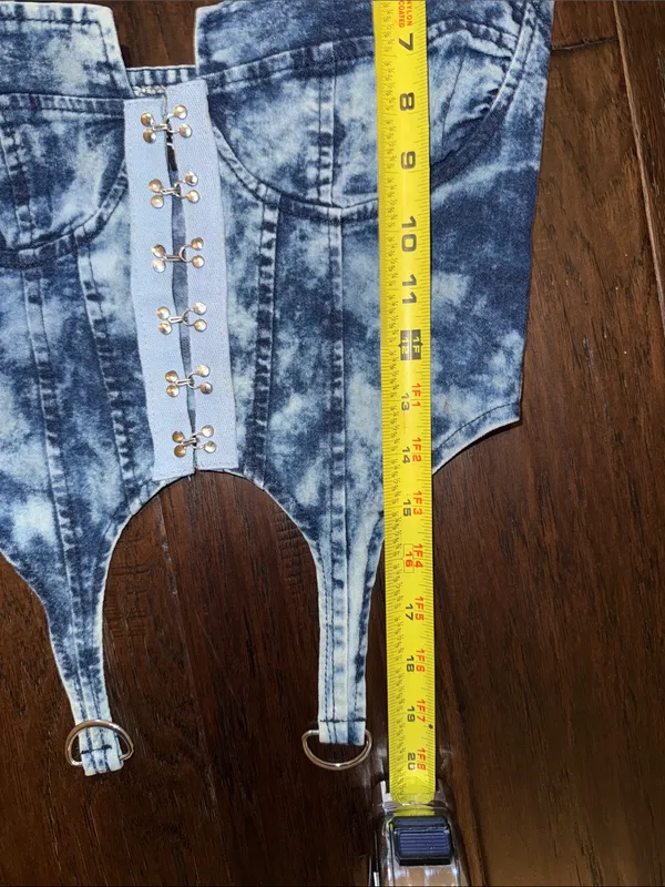 Thrill Jeans Denim Tie-Dye Blue Corset-Style One-Piece Top Small - Image 5