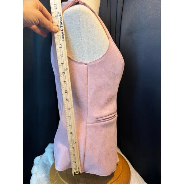 Moa Moa Faux Suede Vest Pink Button Front Tailored Waistcoat UA632-SUA Medium - Image 7