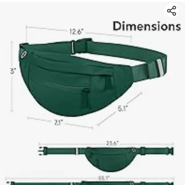 Large Waist Bag with 4 zipper pockets Fanny pack crossroads bag green - Image 2