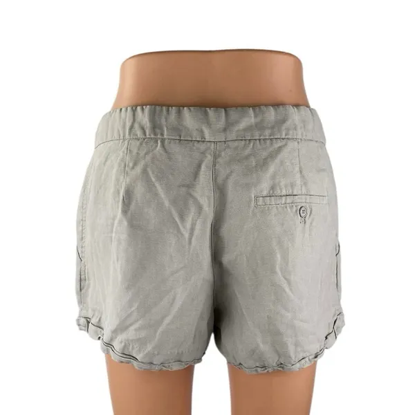 Aritzia Wilfred Gray Linen Drawstring Pleated Mid Rise Casual Sweat Shorts Sz 4 - Image 3