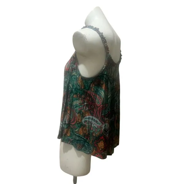 Maurices Women's Paisley Ruffle Strap Tank Top Standard Size L Blue Multicolor - Image 3