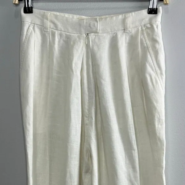 Mara Hoffman Eldora Trouser Size‎ 4 White High Rise Wide Leg Tailored 100% Hemp - Image 4